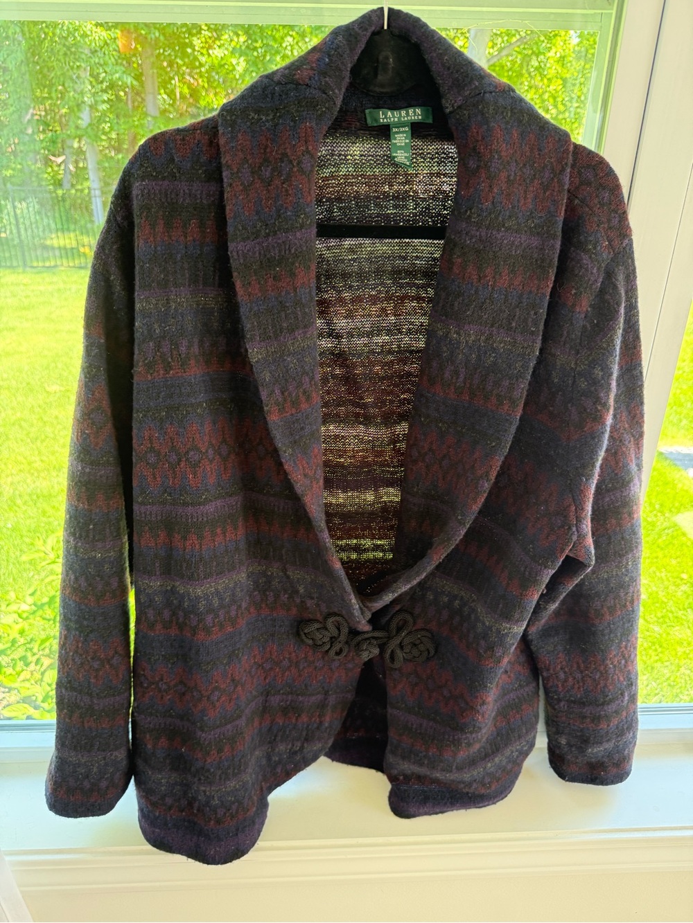 Ralph Lauren Patterned Shawl Collar Cardigan Jacket
